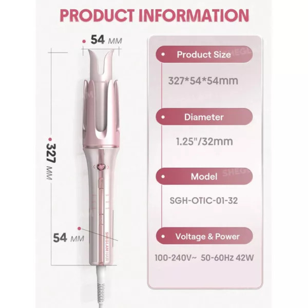 دستگاه کرلی مو شیگلم مدل بیبی پینک سایز ۲۵mm